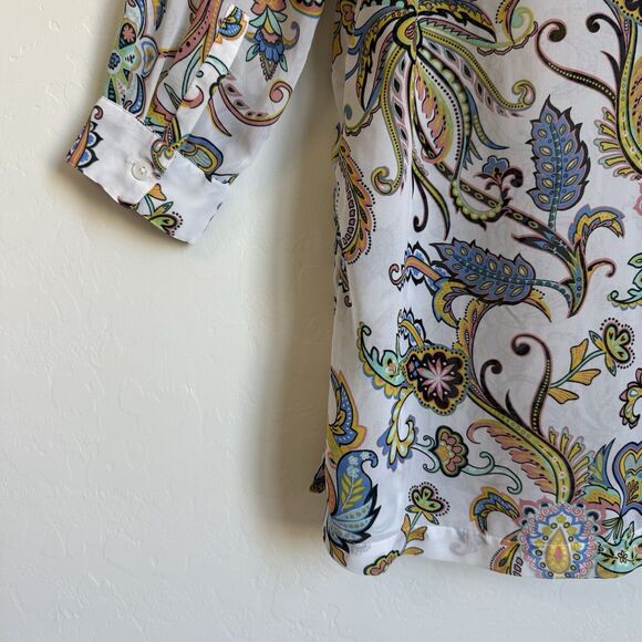 Jessica London Plus Size Sheer Boho Paisley Button Down Tunic 14W Artsy - Picture 12 of 16